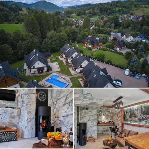 Property building, Bed, Skiing, Kitchen or kitchenette, Mountain view, Swimming pool, Parking, fireplace, internet