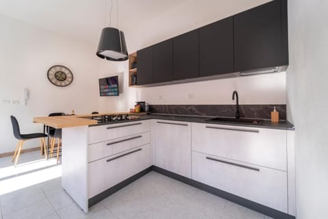 Kitchen or kitchenette, stove