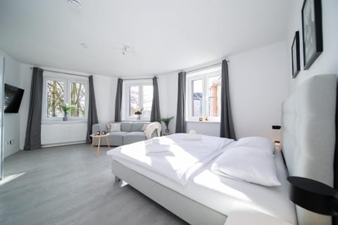 Bed, TV and multimedia, Seating area, Bedroom