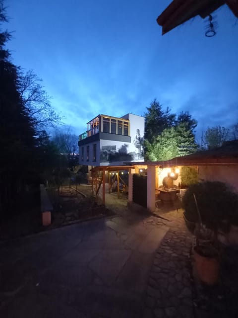 Property building, Night, Garden, Garden view