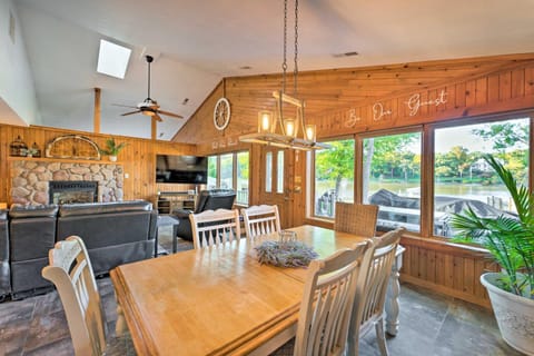 Boat Dock and Backyard Rock River Retreat House in Wisconsin