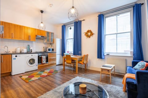 Living room, kitchen