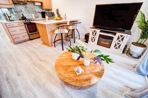 Living room, Dining area, flat iron, minibar, stove