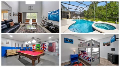 Bed, Billiard, Game Room, Bedroom, Pool view, Swimming pool, bunk bed, sunbed