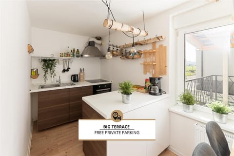 Kitchen or kitchenette, stove, kitchen