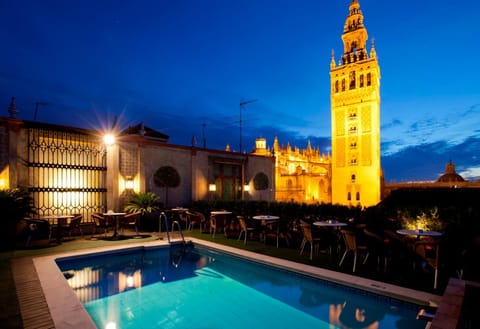 Night, View (from property/room), Swimming pool, Swimming pool
