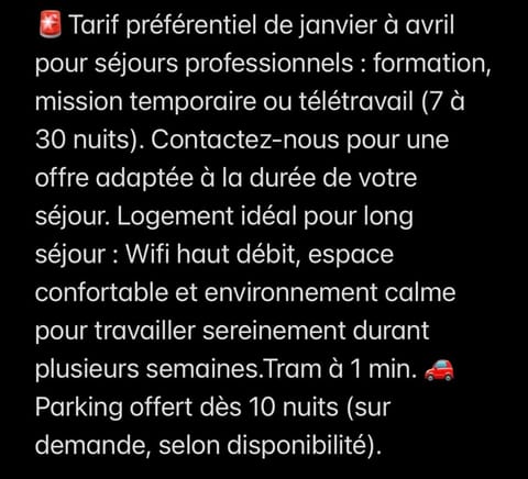 Parfait télétravail-Tarif long séjour-Parking possible-Wifi Apartment in Strasbourg