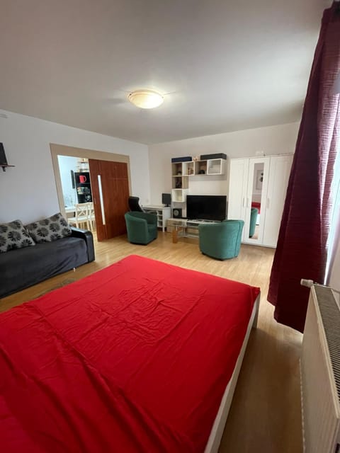 Bed, TV and multimedia, Living room, Photo of the whole room, Seating area, Bedroom