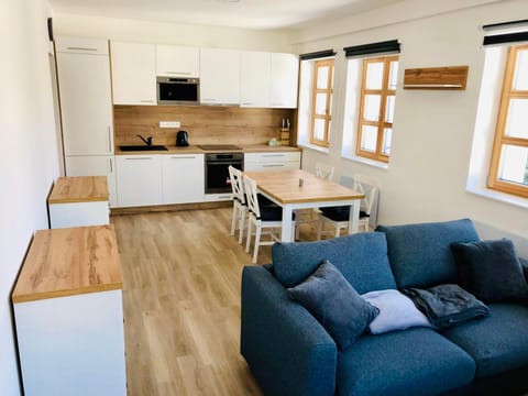 Kitchen or kitchenette, Living room, Seating area, dishwasher, minibar, pet friendly, stove