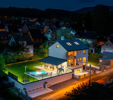 Property building, Night, Natural landscape, Garden, Balcony/Terrace, Mountain view, Swimming pool
