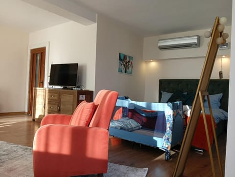 Communal lounge/ TV room, Bed, TV and multimedia, Photo of the whole room, Seating area, Evening entertainment, Bedroom, air conditioner