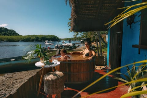 Natural landscape, Hot Tub, View (from property/room), On site, Guests, Landmark view, River view, children