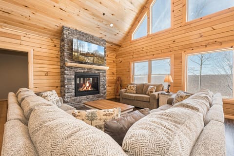 Living room, Seating area, Mountain view, fireplace, furniture