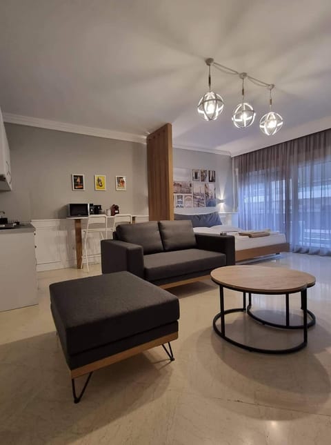 Bed, Kitchen or kitchenette, Living room, Seating area
