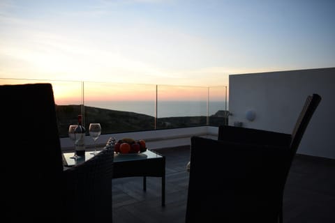 Natural landscape, View (from property/room), Balcony/Terrace, Sea view, Sunset