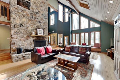 Living room, Seating area, Garden view, fireplace, furniture