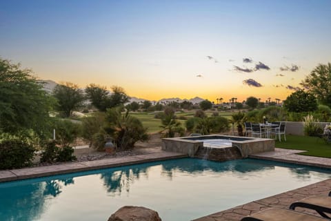 Natural landscape, Pool view, Swimming pool, Sunrise
