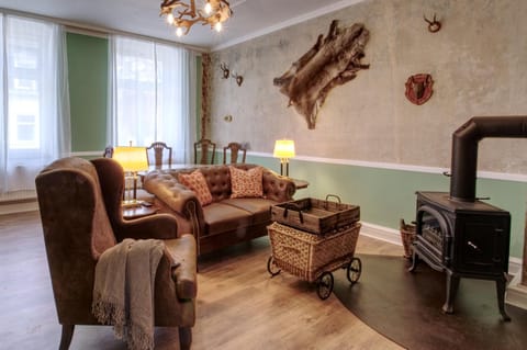Living room, Dining area, flat iron