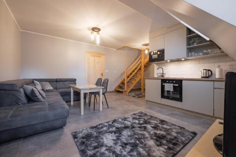 Kitchen or kitchenette, Living room, Seating area, Dining area