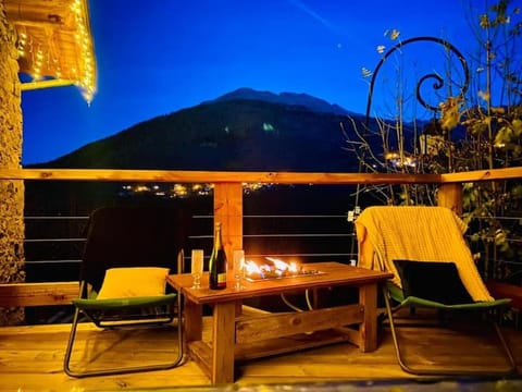 Patio, Night, Natural landscape, Garden, Mountain view
