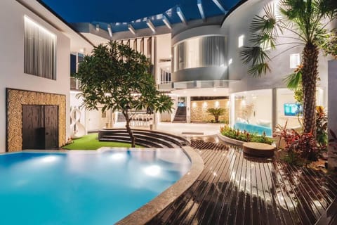 Night, Pool view, Swimming pool
