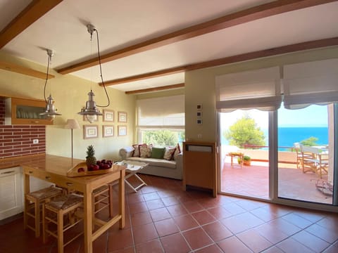 Patio, View (from property/room), Balcony/Terrace, Kitchen or kitchenette, Living room, Seating area, Dining area, Sea view