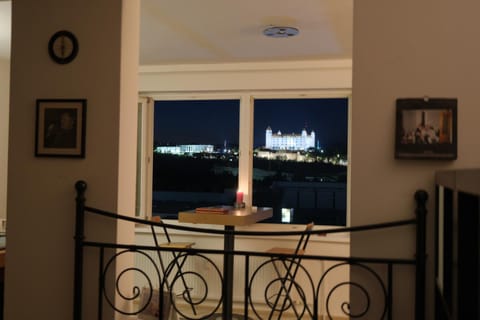 Night, View (from property/room), Living room, Dining area