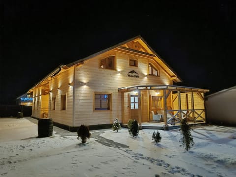Property building, Night, Winter