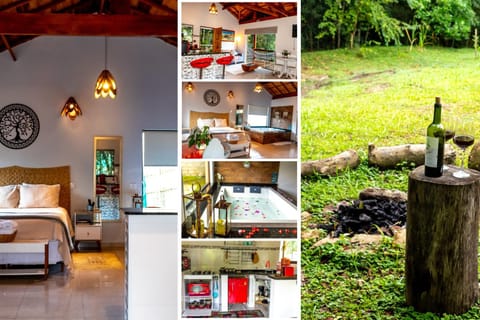 Bed, Garden, Hot Tub, Hot Tub, Kitchen or kitchenette, Living room, Bedroom, Communal kitchen, Garden view, Garden view, Bath, microwave, towels, kitchen