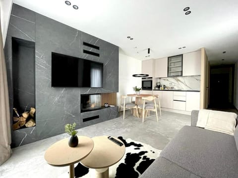 Communal lounge/ TV room, TV and multimedia, Kitchen or kitchenette, Living room, Seating area, Dining area, stove