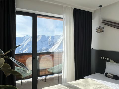 Bed, Natural landscape, Bedroom, Mountain view