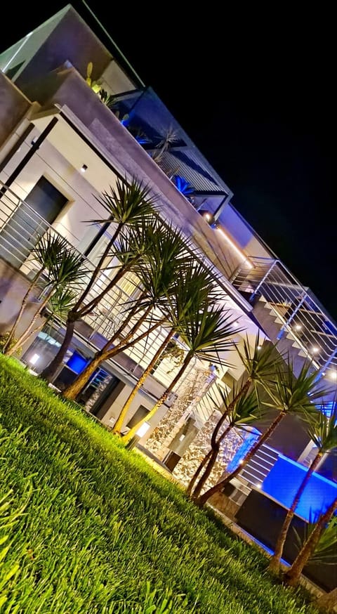 Property building, Night, Garden, Garden view