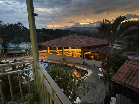 Property building, Natural landscape, Pool view, Swimming pool, Sunset