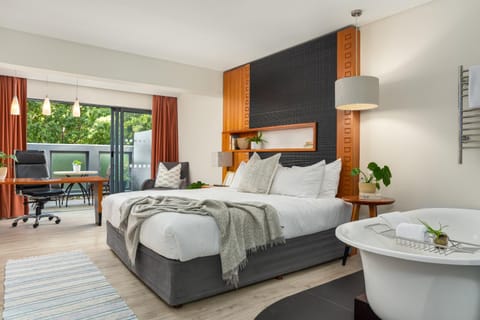 Patio, Bed, Photo of the whole room, Seating area, Bedroom, Inner courtyard view, Bath