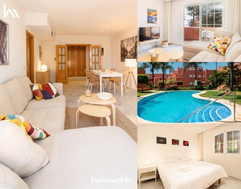 Patio, Bed, Living room, Photo of the whole room, Seating area, Evening entertainment, Bedroom, Pool view, Swimming pool