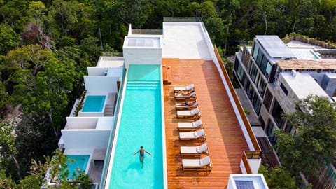 Swimming pool, sunbed