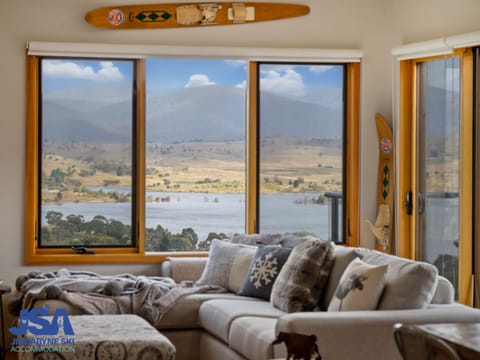 Natural landscape, Living room, Seating area, Lake view, Mountain view