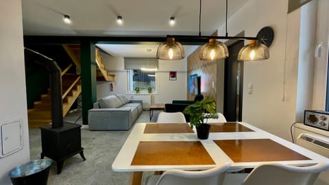 Seating area, Dining area, minibar, stove