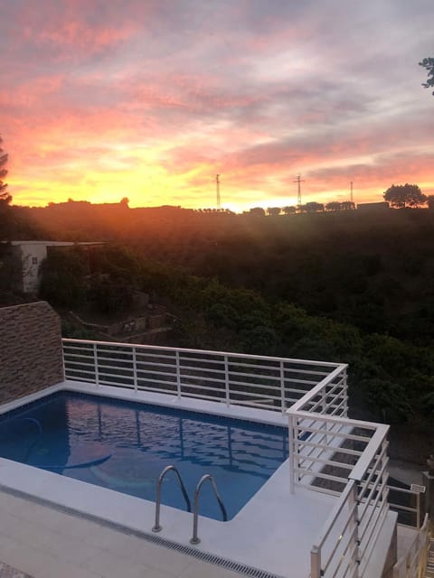 Natural landscape, Pool view, Swimming pool, Sunset