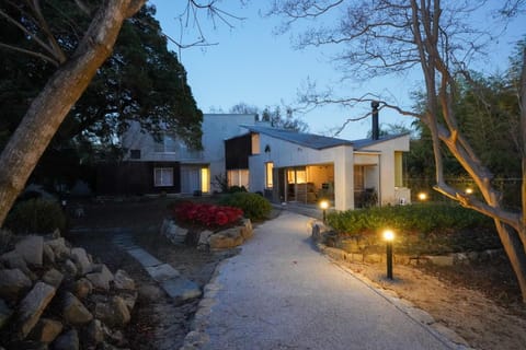Property building, Night, Garden