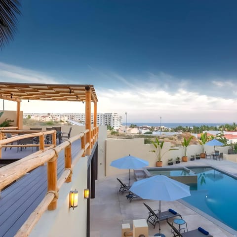 View (from property/room), Balcony/Terrace, Sea view, Swimming pool