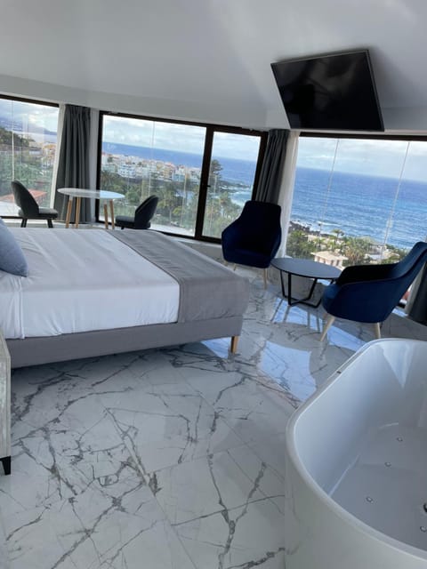 Communal lounge/ TV room, Bed, View (from property/room), Photo of the whole room, Bedroom, Sea view