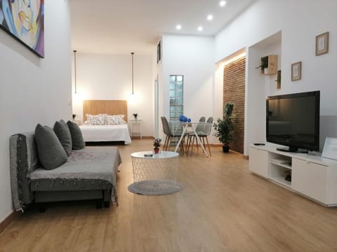 Bed, TV and multimedia, Living room, Photo of the whole room, Seating area, Bedroom