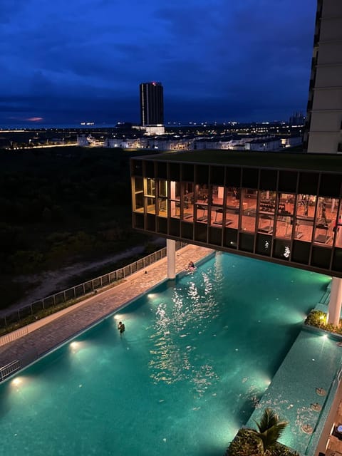 Night, Pool view, Swimming pool