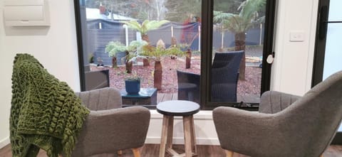 Living room, Seating area, Garden view