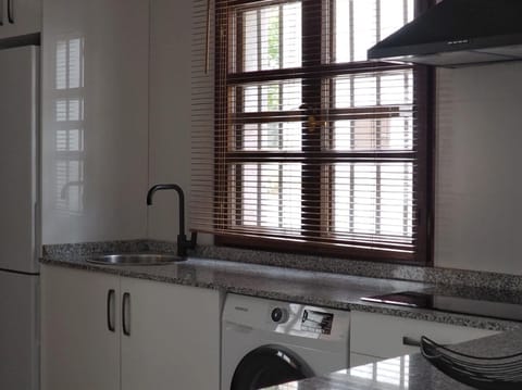 Kitchen or kitchenette, stove