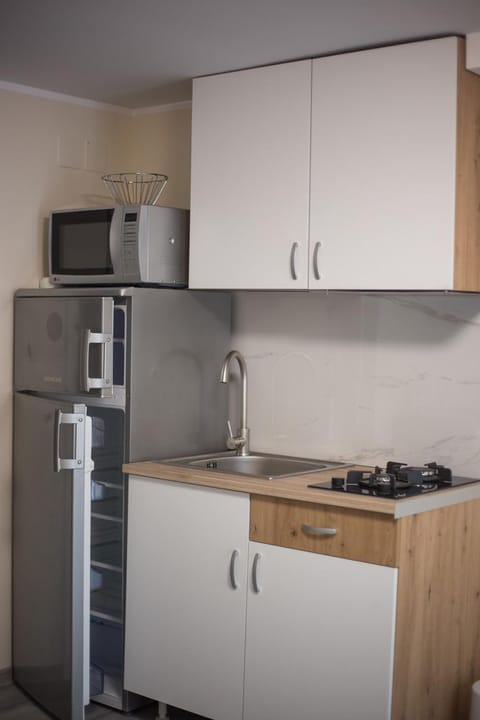 Kitchen or kitchenette, minibar, stove
