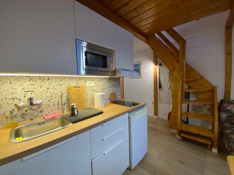 Kitchen or kitchenette, minibar, stove