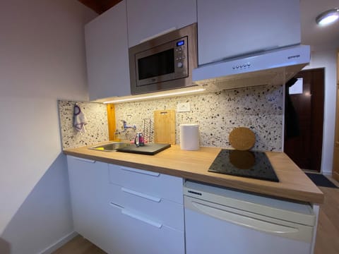 Kitchen or kitchenette, minibar, stove