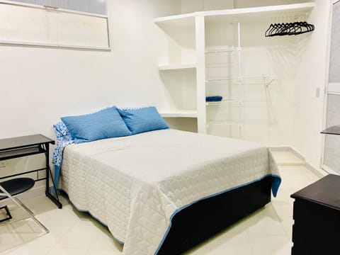 Shower, Bed, Bathroom, Photo of the whole room, Bedroom, towels, wardrobe